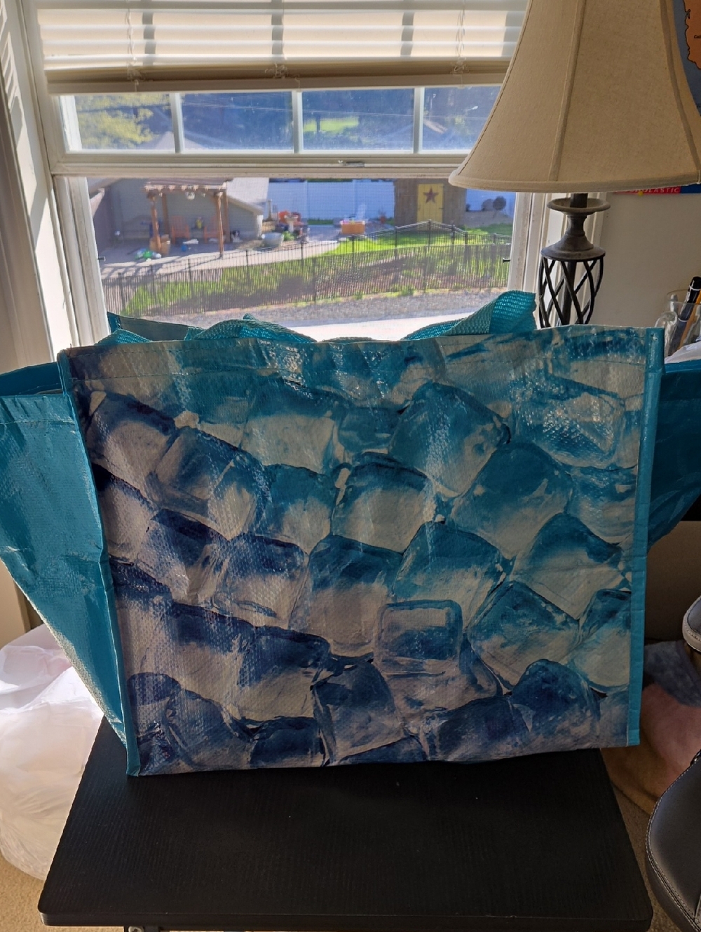 Bj's Whoesale Club Blue Patterned Reusable Tote Bag